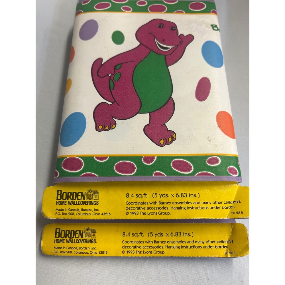 Vintage 1993 Barney the Dinosaur Wall Border Borden 2 Rolls 5 Yards Each WFP91 - Picture 3 of 6